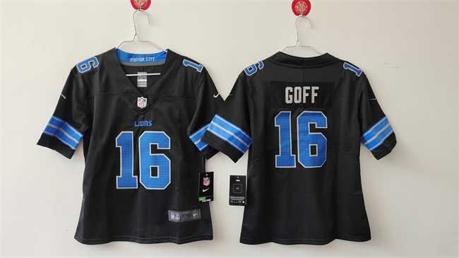 Youth Detroit Lions #16 Jared Goff Black 2024 F.U.S.E. Vapor Limited Stitched Jersey->cincinnati bengals->NFL Jersey